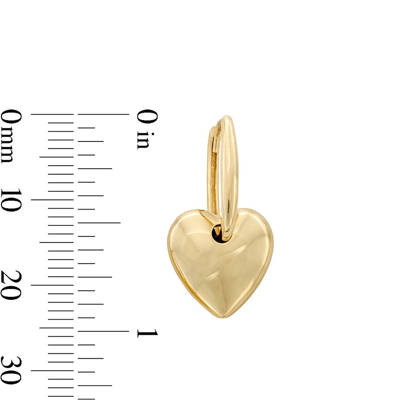 Main Image 2 of Heart Hoop Drop Earrings in Hollow 10K Gold