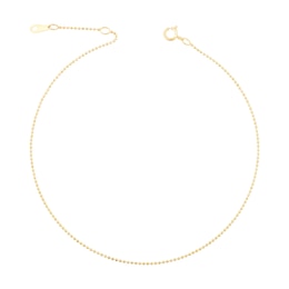 1.5mm Diamond-Cut Bead Chain Anklet in Solid 14K Gold - 10&quot;