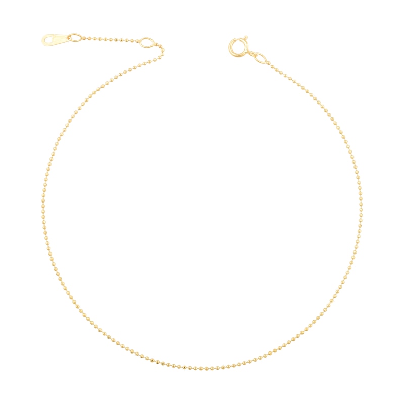 Main Image 1 of 1.5mm Diamond-Cut Bead Chain Anklet in Solid 14K Gold - 10&quot;