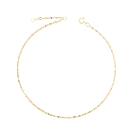 1.8mm Forzatina Mirror Chain Anklet in Solid 14K Gold - 10&quot;