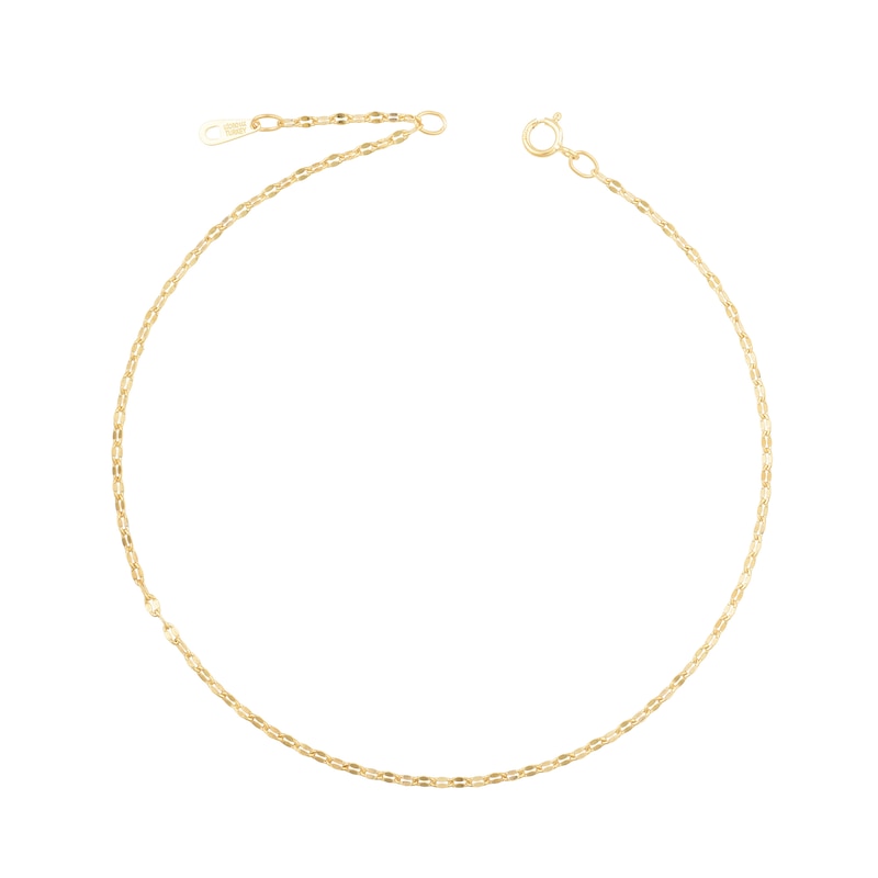 Main Image 1 of 1.8mm Forzatina Mirror Chain Anklet in Solid 14K Gold - 10&quot;