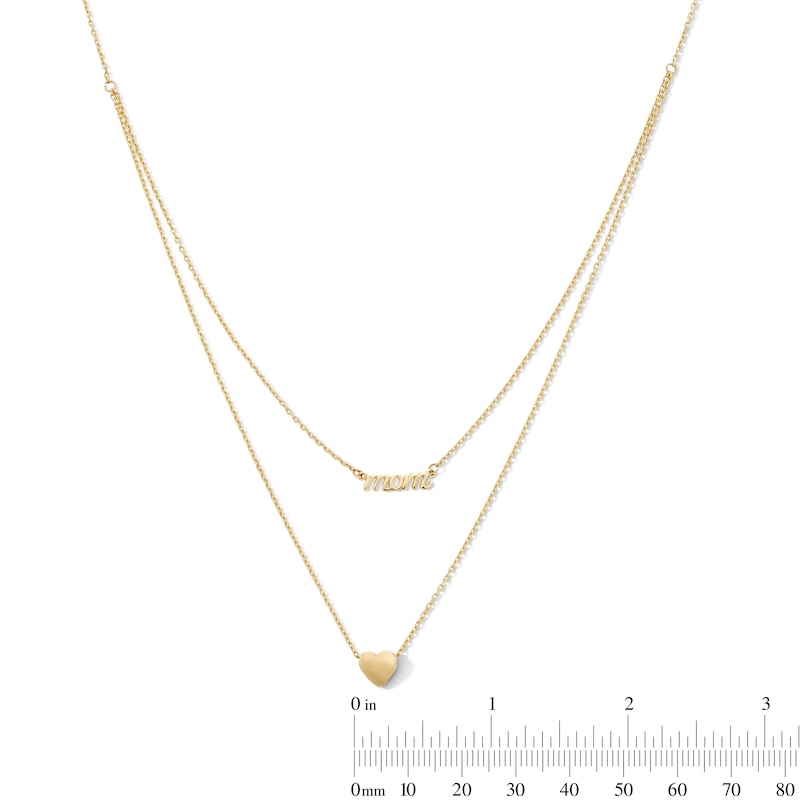 Main Image 3 of &quot;Mom&quot; and Heart Double Strand Necklace in Solid 10K Gold