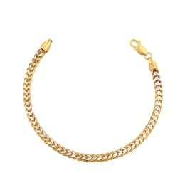 3.0mm Diamond-Cut Franco Chain Bracelet in Hollow 14K Two-Tone Gold - 7.5"