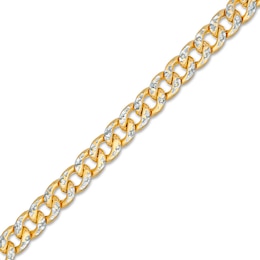 5.5mm Diamond-Cut Miami Cuban Curb Chain Bracelet in Hollow 14K Two-Tone Gold - 7.5"