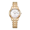 Thumbnail Image 1 of Ladies’ Citizen Eco-Drive® Dress Classic Crystal Accent Rose-Tone IP Watch with White Dial (Model: FE1243-59A)