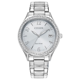 Ladies’ Citizen Eco-Drive® Dress Classic Crystal Accent Watch with Silver-Tone Dial (Model: EO1181-55A)