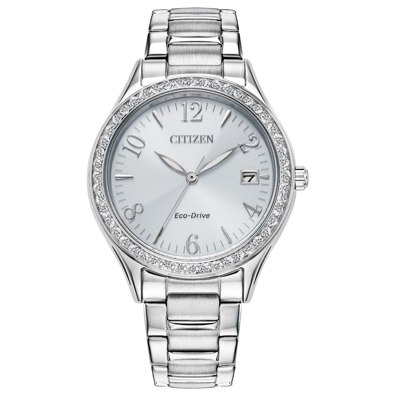 Main Image 1 of Ladies’ Citizen Eco-Drive® Dress Classic Crystal Accent Watch with Silver-Tone Dial (Model: EO1181-55A)