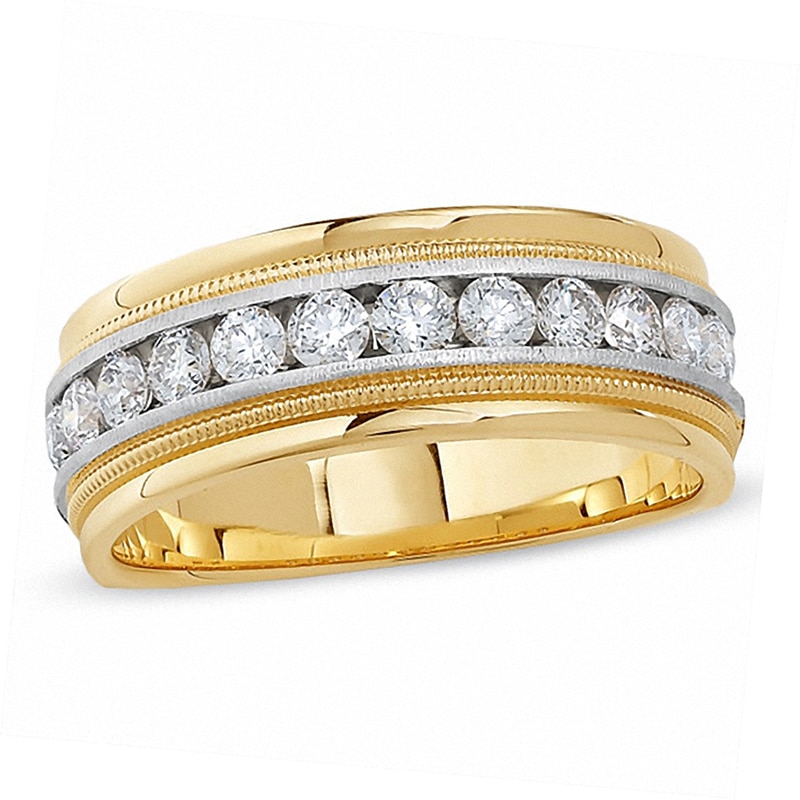 Previously Owned - Men's 1 CT. T.W. Diamond Milgrain Band in 14K Two-Tone Gold
