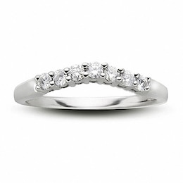 Previously Owned - 1/4 CT. T.W. Diamond Contour Wedding Band in 14K White Gold