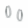 Thumbnail Image 1 of Previously Owned - 1 CT. T.W. Diamond Pavé Hoop Earrings in 14K White Gold