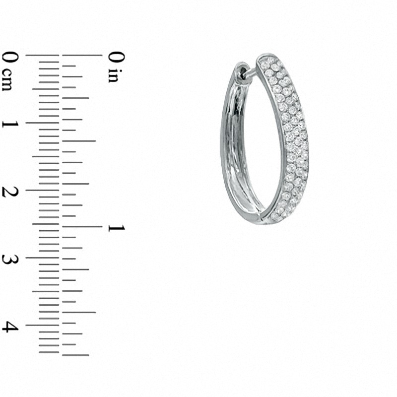 Main Image 2 of Previously Owned - 1 CT. T.W. Diamond Pavé Hoop Earrings in 14K White Gold