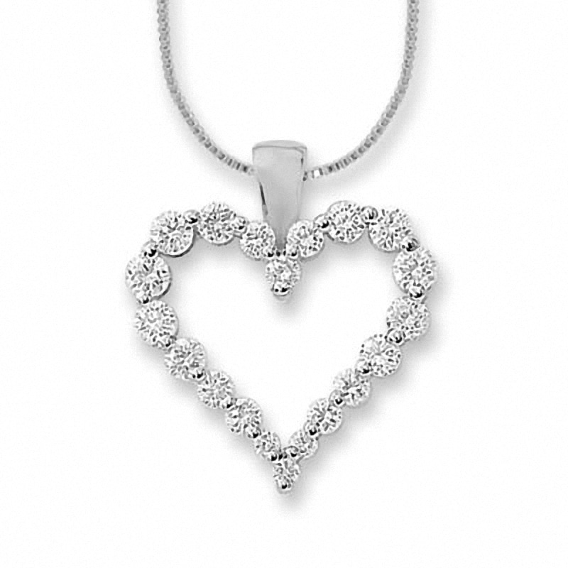Previously Owned - 1/2 CT. T.W. Colourless Diamond Heart Pendant in 14K White Gold