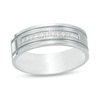 Thumbnail Image 0 of Previously Owned - Men's 1/8 CT. T.W. Diamond Comfort-Fit Wedding Band in Stainless Steel