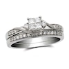 Thumbnail Image 1 of Previously Owned - 1/3 CT. T.W. Quad Princess-Cut Diamond Bridal Set in 10K White Gold