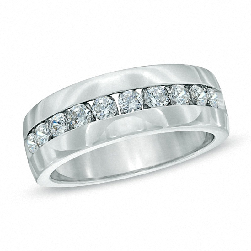 Main Image 1 of Previously Owned - Men's 1 CT. T.W. Channel Set Diamond Wedding Band in 14K White Gold