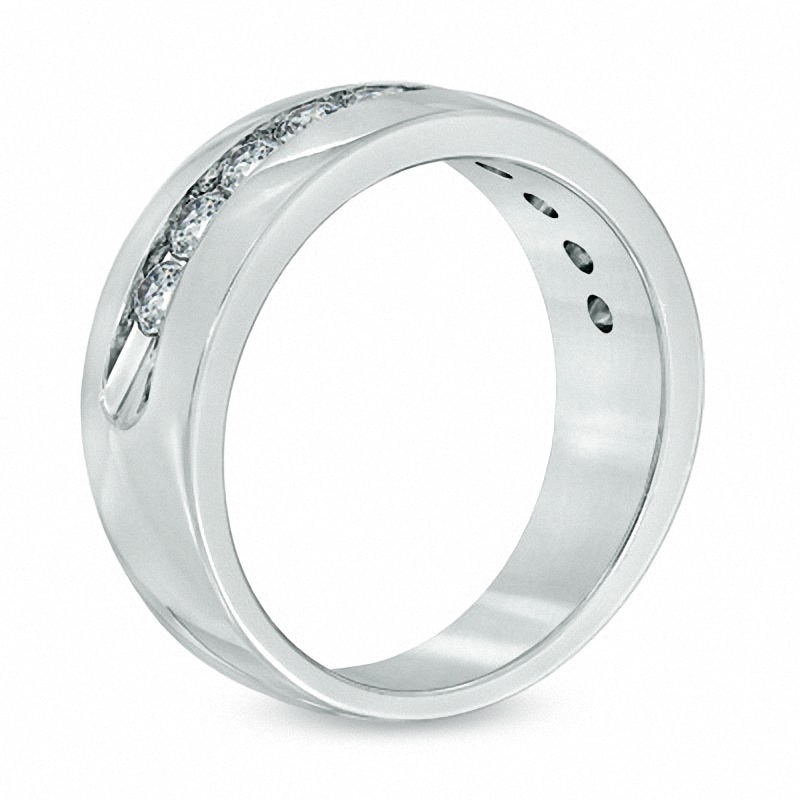 Main Image 2 of Previously Owned - Men's 1 CT. T.W. Channel Set Diamond Wedding Band in 14K White Gold