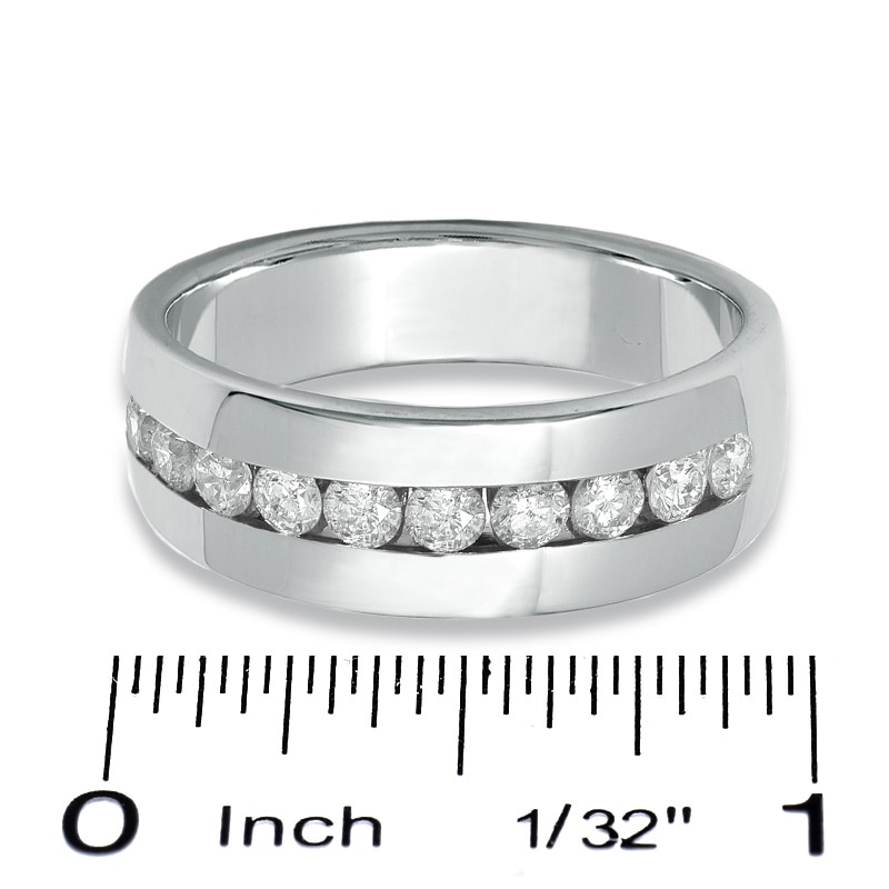 Main Image 3 of Previously Owned - Men's 1 CT. T.W. Channel Set Diamond Wedding Band in 14K White Gold