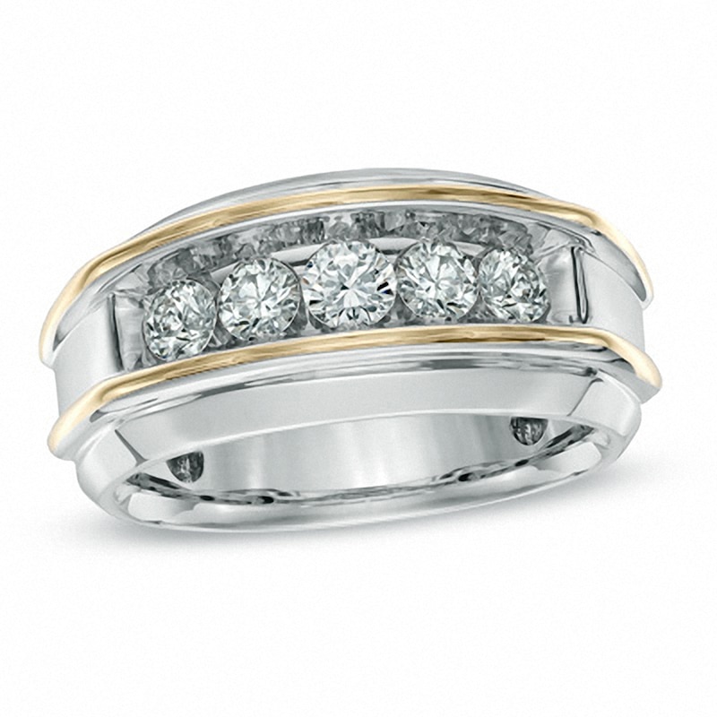 Previously Owned - Men's 1 CT. T.W. Diamond Five Stone Band in 10K Two ...
