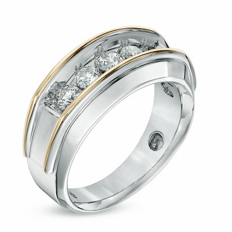 Main Image 2 of Previously Owned - Men's 1 CT. T.W. Diamond Five Stone Band in 10K Two-Tone Gold