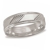 Thumbnail Image 1 of Previously Owned - Men's 6.0mm Diagonal Lines Wedding Band in 10K White Gold