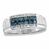 Thumbnail Image 1 of Previously Owned - Men's 1 CT. T.W. Enhanced Blue and White Diamond Band in Sterling Silver