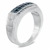 Thumbnail Image 2 of Previously Owned - Men's 1 CT. T.W. Enhanced Blue and White Diamond Band in Sterling Silver