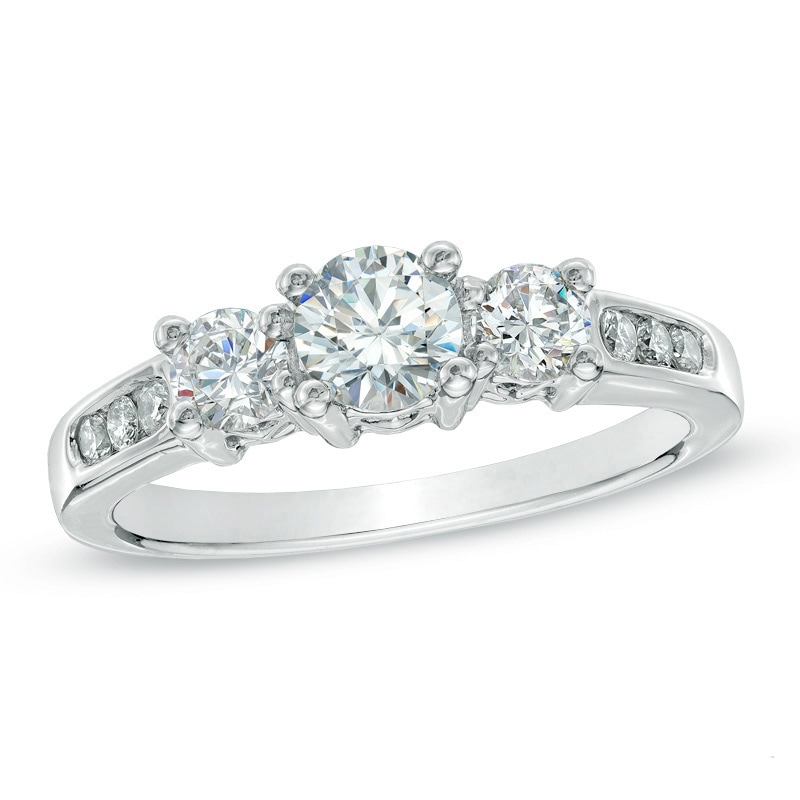 Main Image 1 of Previously Owned - 1 CT. T.W. Diamond Past Present Future® Engagement Ring in 14K White Gold