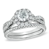 Thumbnail Image 1 of Previously Owned - 1 CT. T.W. Diamond Frame Twist Bridal Set in 14K White Gold