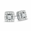 Thumbnail Image 1 of Previously Owned - 1/2 CT. T.W. Princess-Cut Diamond Frame Stud Earrings in 10K White Gold