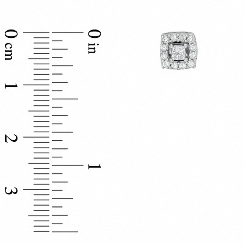 Main Image 2 of Previously Owned - 1/2 CT. T.W. Princess-Cut Diamond Frame Stud Earrings in 10K White Gold