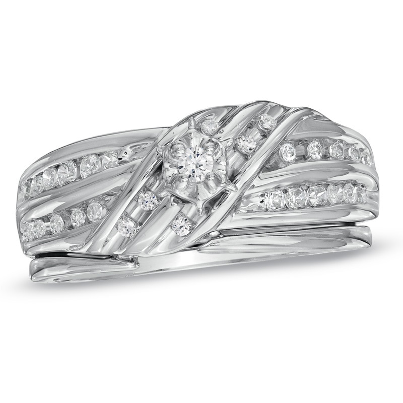 Main Image 1 of Previously Owned - 1/5 CT. T.W. Diamond Bridal Set in 10K White Gold