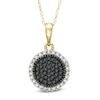 Thumbnail Image 0 of Previously Owned - 1/5 CT. T.W. Enhanced Black and White Diamond Cluster Frame Pendant in 10K Gold