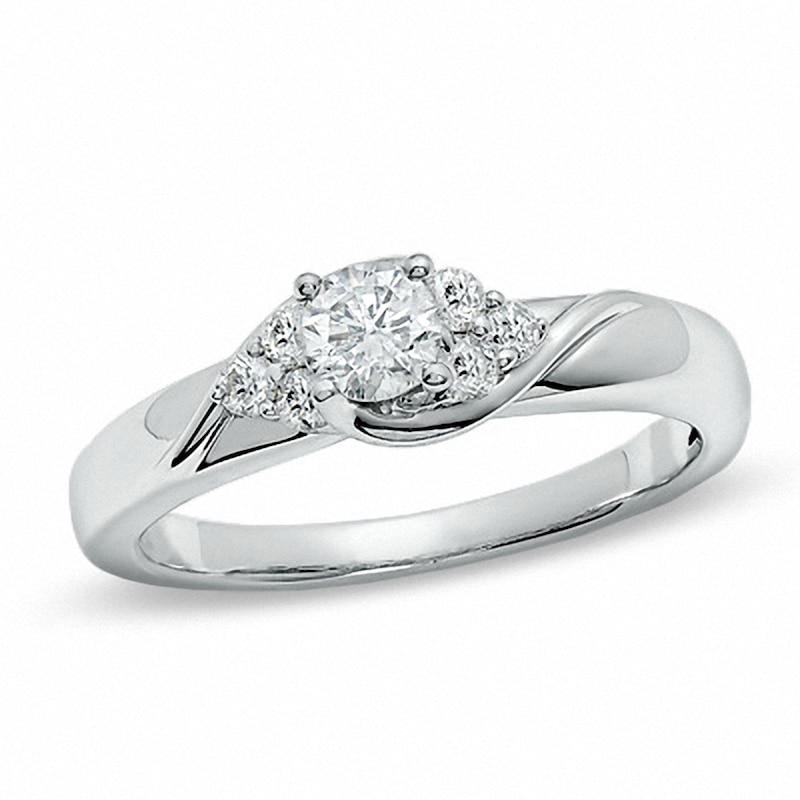 Main Image 1 of Previously Owned - 1/2 CT. T.W. Diamond Engagement Ring in 14K White Gold