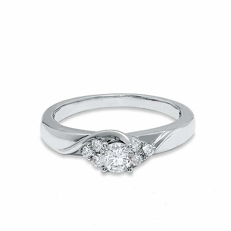 Main Image 3 of Previously Owned - 1/2 CT. T.W. Diamond Engagement Ring in 14K White Gold