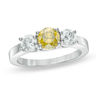 Thumbnail Image 0 of Previously Owned - 1-1/2 CT. T.W. Enhanced Yellow and White Diamond Three Stone Ring in 14K White Gold