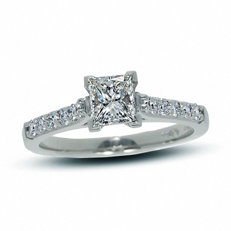 Main Image 1 of Previously Owned - 1 CT. T.W.  Colourless Princess-Cut Diamond Solitaire Engagement Ring in 18K White Gold