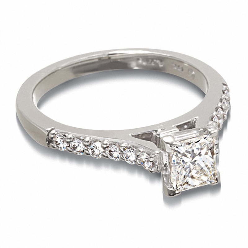 Main Image 3 of Previously Owned - 1 CT. T.W.  Colourless Princess-Cut Diamond Solitaire Engagement Ring in 18K White Gold