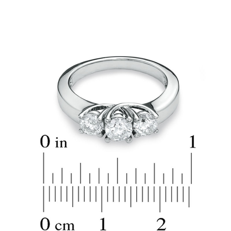 Main Image 3 of Previously Owned - 1 CT. T.W. Diamond Three Stone Ring in 14K White Gold