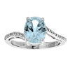 Thumbnail Image 0 of Previously Owned - Oval Lab-Created Aquamarine and Diamond Accent Ring in Sterling Silver