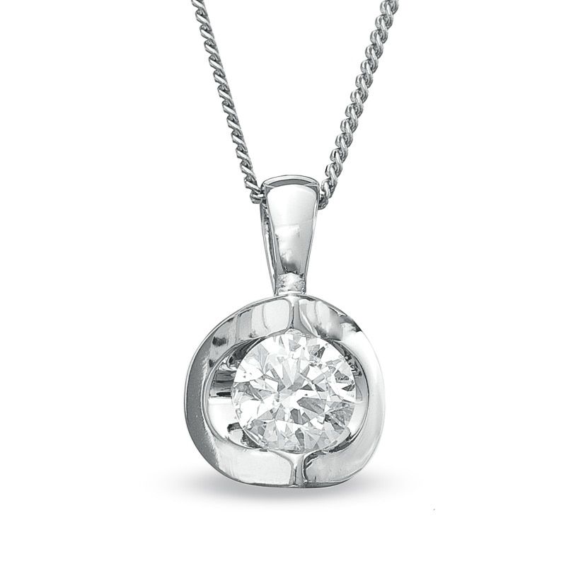 Previously Owned - 1/5 CT.  Canadian Diamond Solitaire Pendant in 14K White Gold (I/I2)