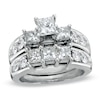 Thumbnail Image 1 of Previously Owned - 3 CT. T.W. Princess-Cut Diamond Three Stone Bridal Set in 14K White Gold