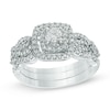 Thumbnail Image 1 of Previously Owned - 5/8 CT. T.W. Diamond Double Frame Bridal Set in 10K White Gold