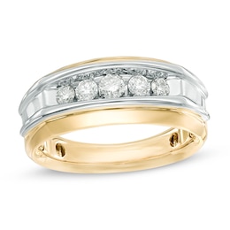 Previously Owned - 1/2 CT. T.W. Diamond Five Stone Anniversary Band in 10K Two-Tone Gold