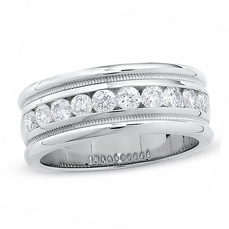 Main Image 1 of Previously Owned - Men's 1 CT. T.W. Diamond Milgrain Band in 14K White Gold