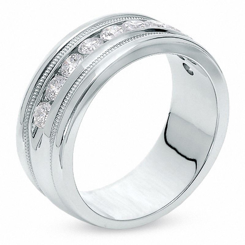 Main Image 2 of Previously Owned - Men's 1 CT. T.W. Diamond Milgrain Band in 14K White Gold