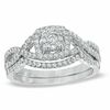 Thumbnail Image 1 of Previously Owned - 1/2 CT. T.W. Cushion-Shaped Multi-Diamond Twist Shank Bridal Set in 10K White Gold