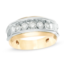 Previously Owned - 1 CT. T.W. Diamond Five Stone Anniversary Band in 10K Two-Tone Gold