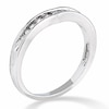 Thumbnail Image 1 of Previously Owned - 1/10 CT. T.W. Diamond Contoured Wedding Band in 14K White Gold