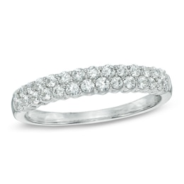 Previously Owned - 1/2 CT. T.W. Diamond Two Row Band in 14K White Gold