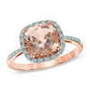 Thumbnail Image 1 of Previously Owned - 8.0mm Cushion-Cut Morganite and 1/8 CT. T.W. Diamond Frame Ring in 10K Rose Gold